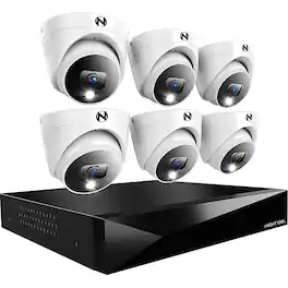 Night Owl - 12-Channel, 6-Camera Dome Indoor/Outdoor Wired 2K 2TB DVR Security System with 2-Way Audio - Black/White