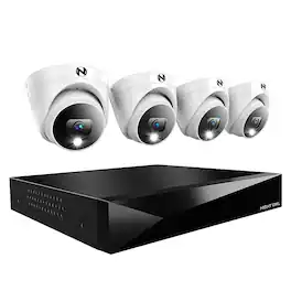 Night Owl - 2-Channel, 4-Camera Dome Indoor/Outdoor Wired 2K 2TB DVR Security System with 2-Way Audio - Black/White