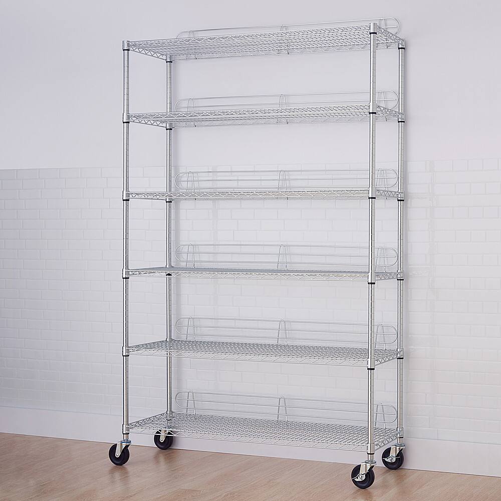 Alt View 14. TRINITY - TRINITY EcoStorage® 6-Tier | 48x18x72 | Commercial Wire Shelving | NSF | w/ Backstands & Wheels | Chrome - Chrome.