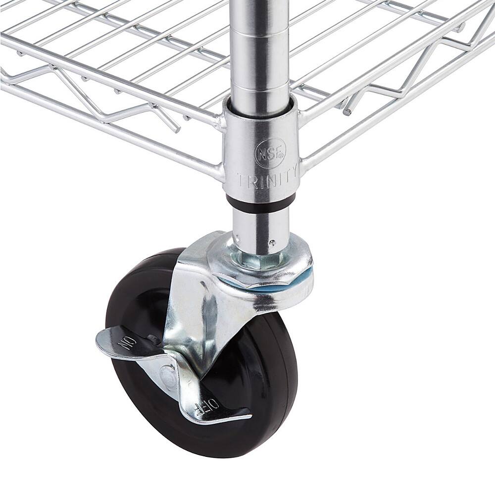 Alt View 18. TRINITY - TRINITY EcoStorage® 6-Tier | 48x18x72 | Commercial Wire Shelving | NSF | w/ Backstands & Wheels | Chrome - Chrome.