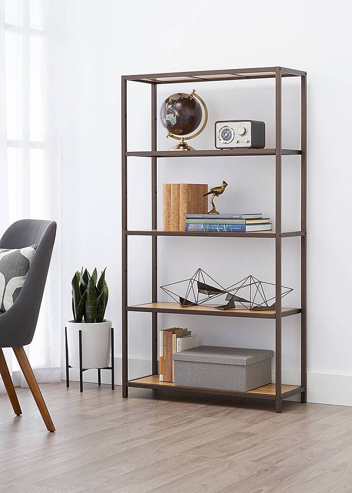Angle. TRINITY - TRINITY 5-Tier | 32x12x60 | Bamboo Shelving | Bronze Anthracite® - Bronze Anthracite®.