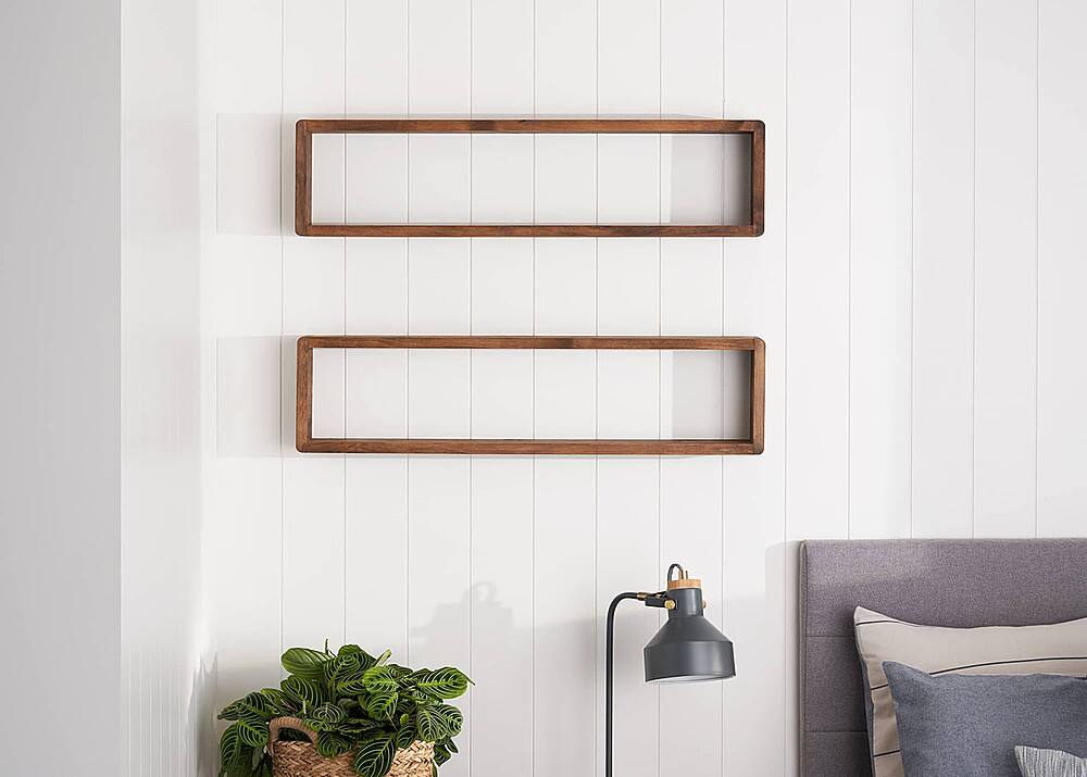 Alt View 12. TRINITY - DRAKESTONE | Stackable Floating Box Shelf | 2-Pack | Walnut - Walnut.