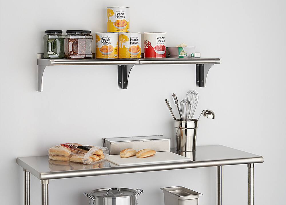 Angle. TRINITY - TRINITY EcoStorage® | 24" Stainless Steel Wall Shelf | NSF | 2-Pack - Stainless Steel.
