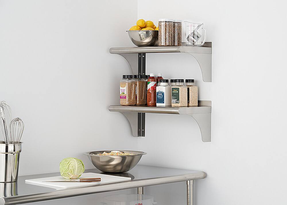 Alt View 12. TRINITY - TRINITY EcoStorage® | 24" Stainless Steel Wall Shelf | NSF | 2-Pack - Stainless Steel.