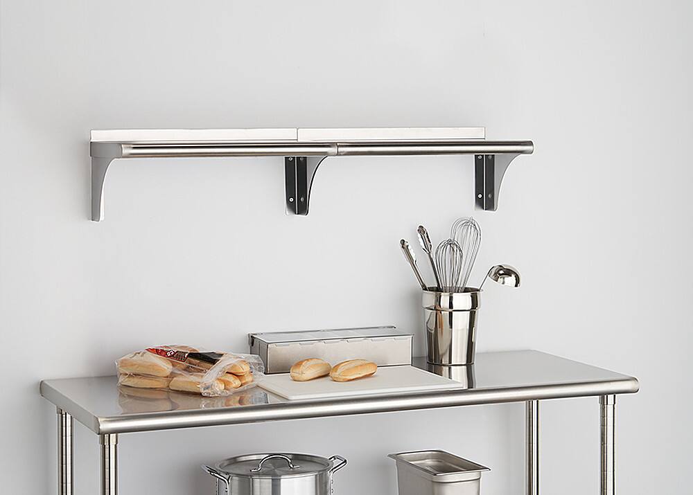 Left. TRINITY - TRINITY EcoStorage® | 24" Stainless Steel Wall Shelf | NSF | 2-Pack - Stainless Steel.