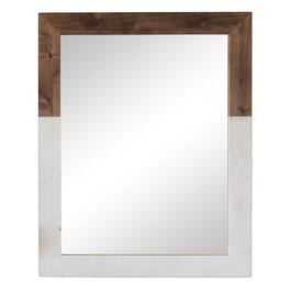 TRINITY - DRAKESTONE 24x31 Two Toned Farmhouse Vanity Mirror - White Wash and Walnut
