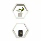 Front. TRINITY - DRAKESTONE | Hexagon Shelves | 2-Pack | White - White.