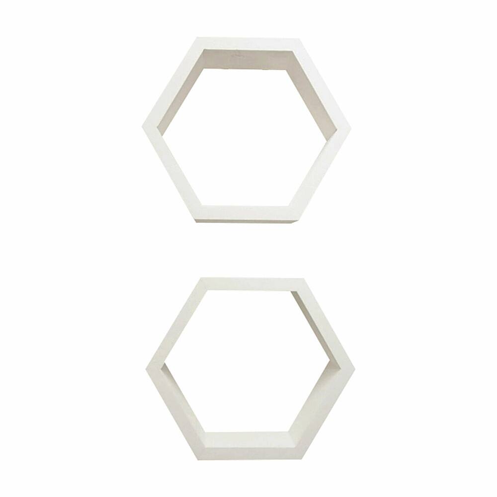 Left. TRINITY - DRAKESTONE | Hexagon Shelves | 2-Pack | White - White.