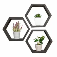 TRINITY - DRAKESTONE | Hexagon Shelves | 3-Pack | - Black - Front_Zoom