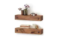 TRINITY - DRAKESTONE | Farmhouse Floating Shelf w/ Clavos | 2-Pack | - Walnut - Front_Zoom