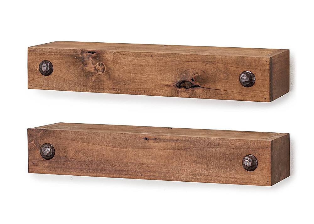 Alt View 12. TRINITY - DRAKESTONE | Farmhouse Floating Shelf w/ Clavos | 2-Pack | Walnut - Walnut.