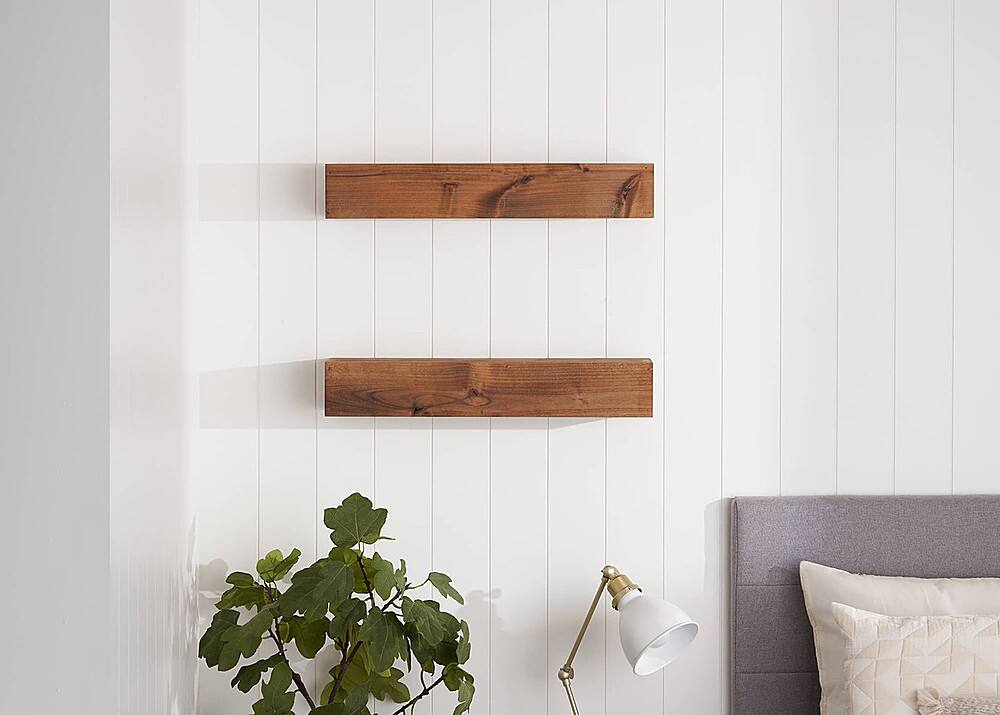 Alt View 12. TRINITY - DRAKESTONE | Farmhouse Floating Shelf | 2-Pack | Walnut - Walnut.