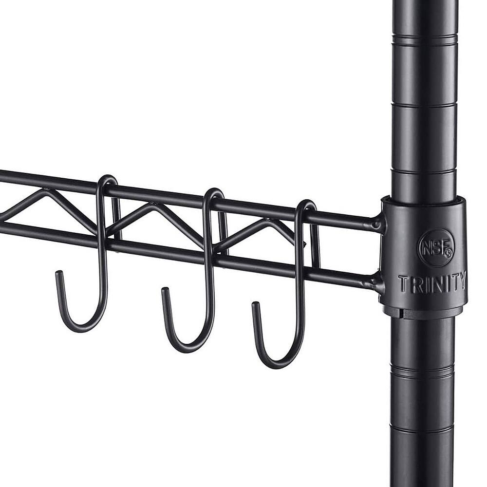 Alt View 13. TRINITY - TRINITY 5-Tier | 36x18x72 | Commercial Wire Shelving | NSF | w/ Sidebar & Wheels | Black - Black.
