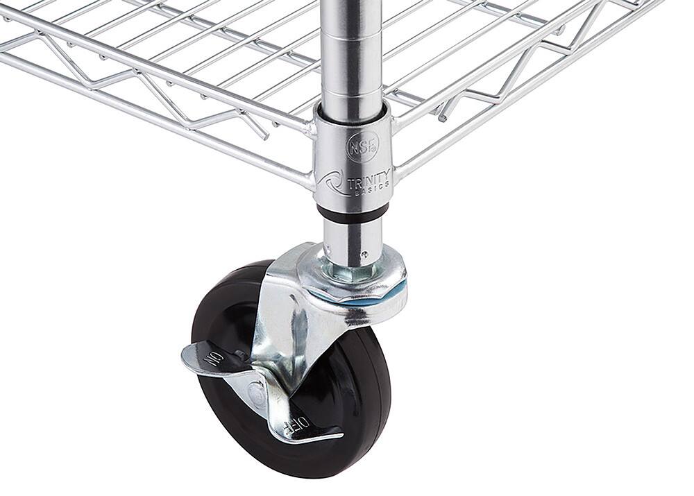 Alt View 11. TRINITY - TRINITY BASICS® EcoStorage® 5-Tier | 36x18x72 | Wire Shelving | NSF | w/ Wheels | Chrome - Chrome.