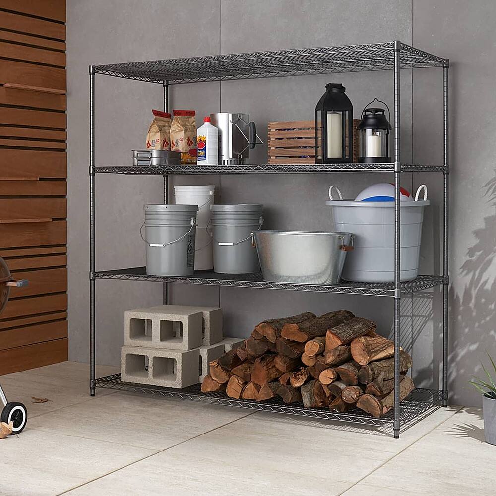 Angle. TRINITY - TRINITY PRO® 4-Tier | 72x30x72 | Industrial Wire Shelving | NSF | Black Anthracite® - Black Anthracite®.