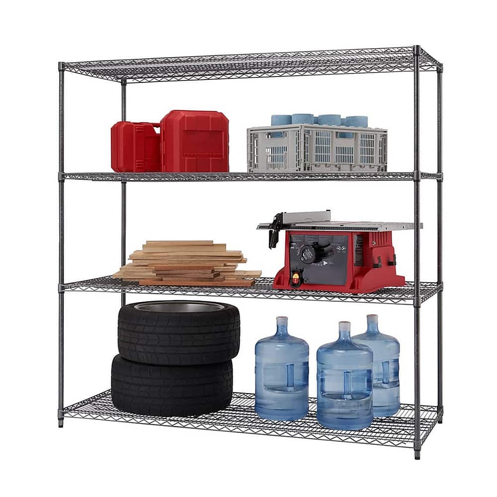 Front. TRINITY - TRINITY PRO® 4-Tier | 72x30x72 | Industrial Wire Shelving | NSF | Black Anthracite® - Black Anthracite®.