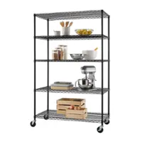 TRINITY - 5-Tier | 48x24x72 | Commercial Wire Shelving | NSF | w/ Wheels | - Black - Front_Zoom
