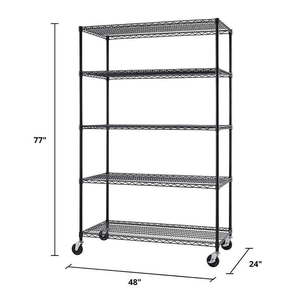 Alt View 15. TRINITY - TRINITY 5-Tier | 48x24x72 | Commercial Wire Shelving | NSF | w/ Wheels | Black - Black.