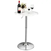 Costway - Round Bistro Bar Table Height Adjustable 360-degree Swivel - White - Front_Zoom