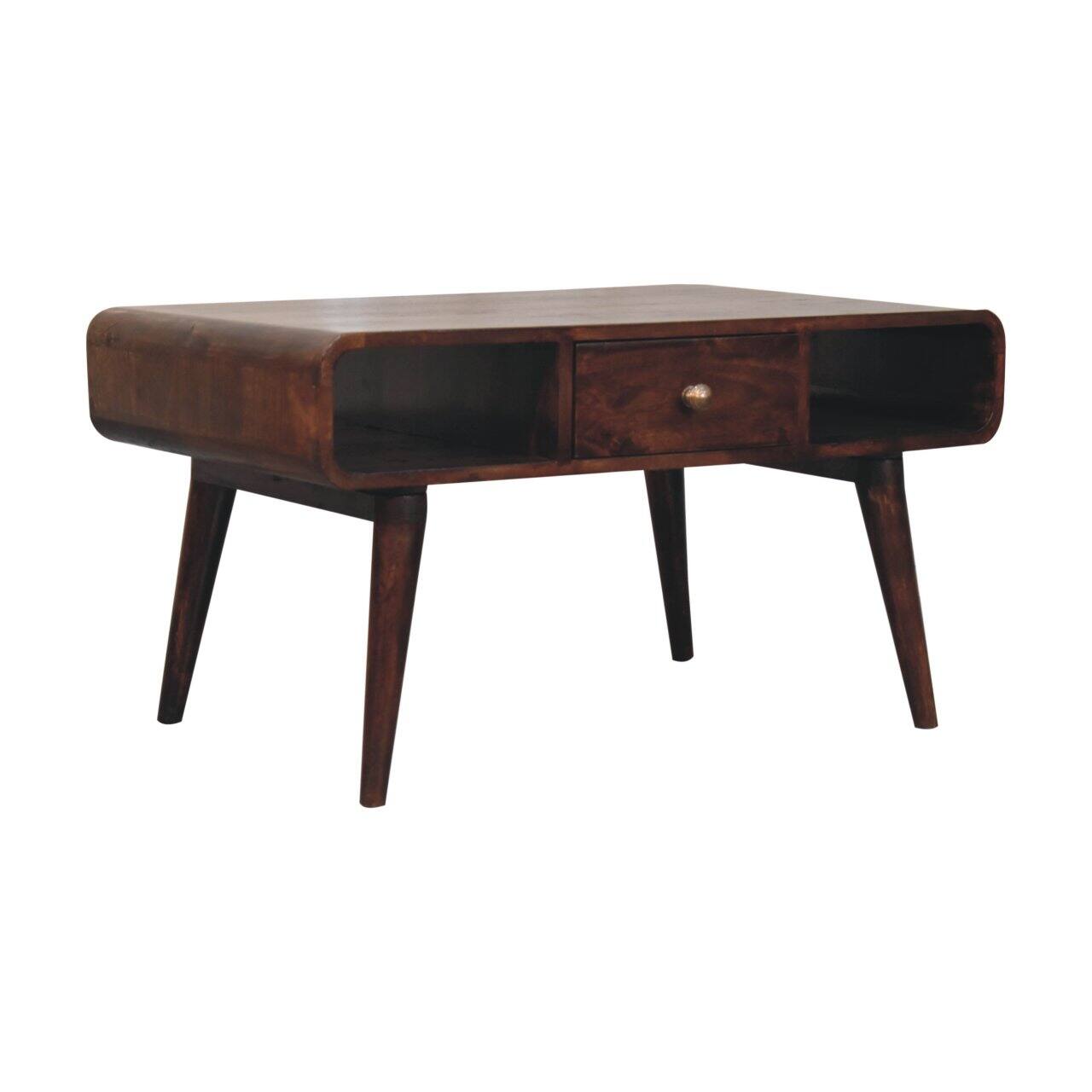 Left. Artisan Furniture - Artisan Furniture Solid Wood Curved California Walnut Coffee Table - Brown.