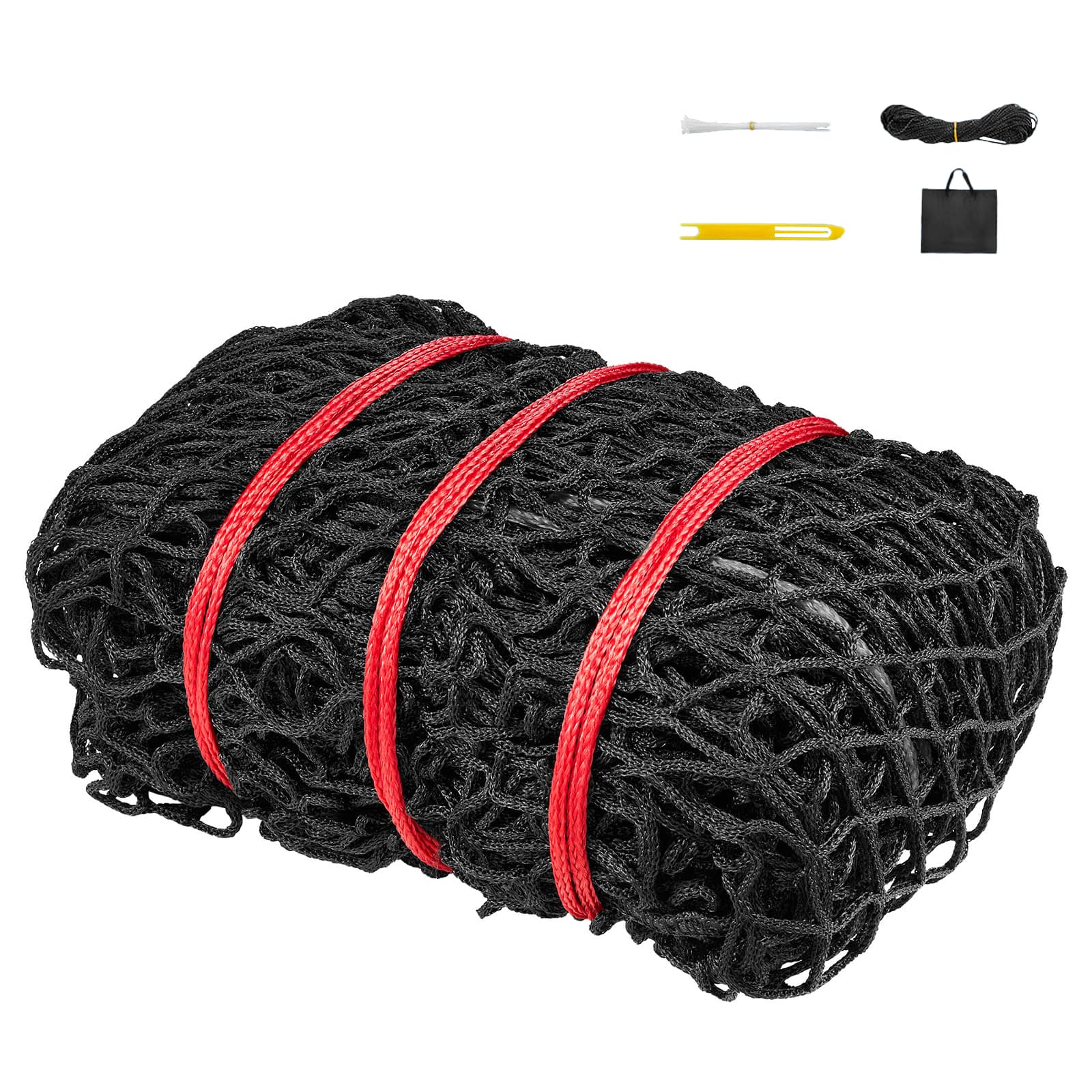 VEVOR - Round Bale Hay Net, 5.91 x 5.91 x 5.91 ft, 1.5 inch Holes, PE Material, Knotless Design, with Zip Ties, Needle Shuttle - Black