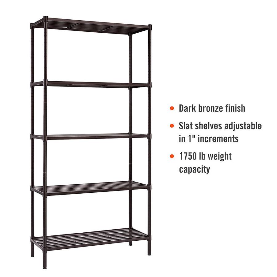 TRINITY 5 Tier 36x14x72 Slat Shelving Dark Bronze Dark Bronze TBFPBR ...