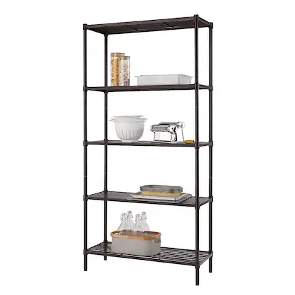 Front. TRINITY - TRINITY 5-Tier | 36x14x72 | Slat Shelving | Dark Bronze - Dark Bronze.