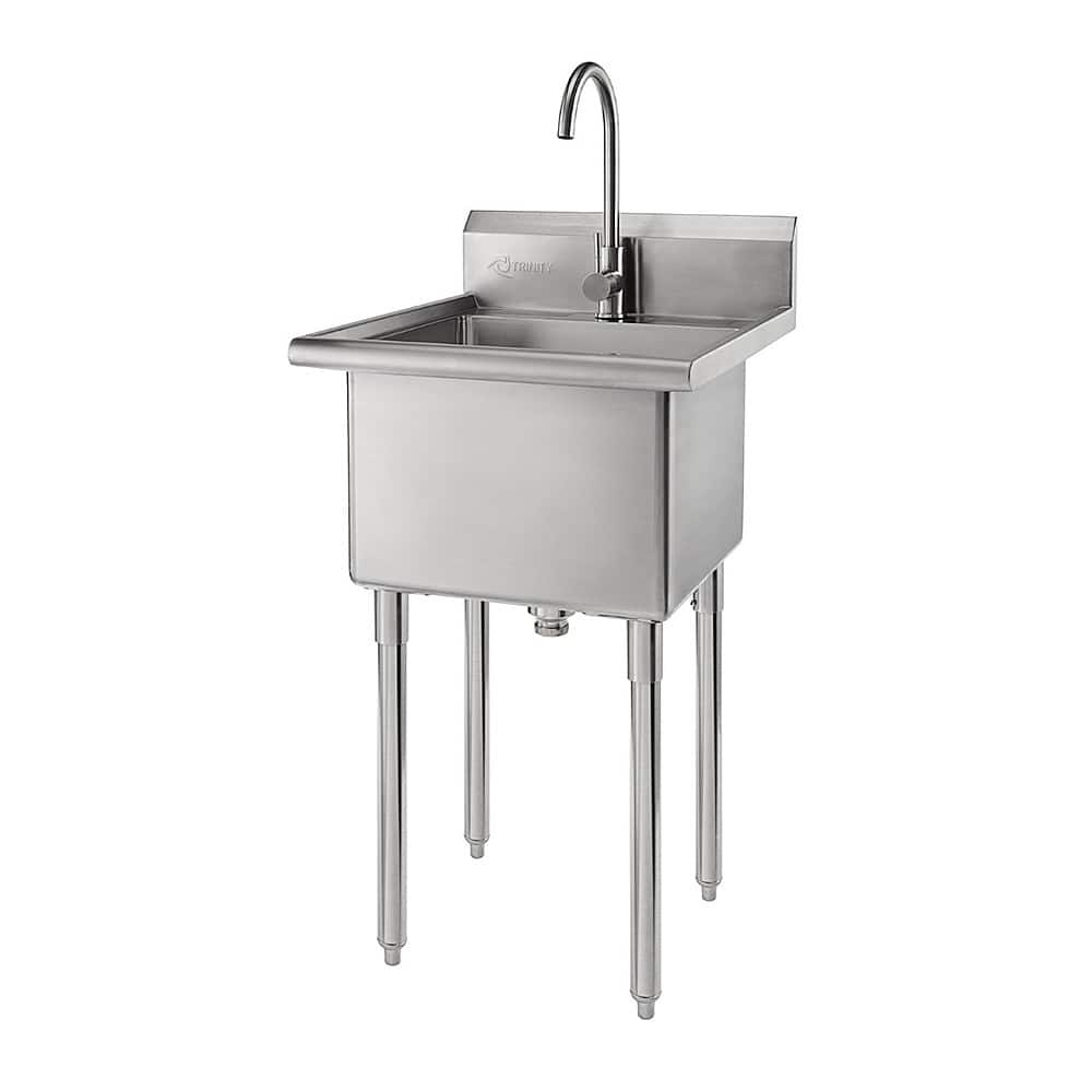 Front. TRINITY - TRINITY EcoStorage® | Stainless Steel Utility Sink | NSF | w/ Faucet - Stainless Steel.