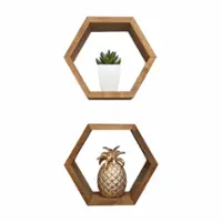 TRINITY - DRAKESTONE | Hexagon Shelves | 2-Pack | - Walnut - Front_Zoom