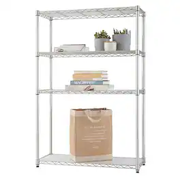 TRINITY - EcoStorage 4-Tier 36x14x54 Commercial Wire Shelving NSF w/ Liners Chrome - Chrome