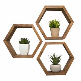 TRINITY - DRAKESTONE Hexagon Shelves 3-Pack - Walnut