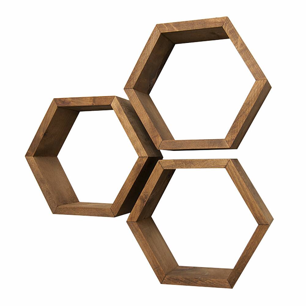 Alt View 11. TRINITY - DRAKESTONE | Hexagon Shelves | 3-Pack | Walnut - Walnut.