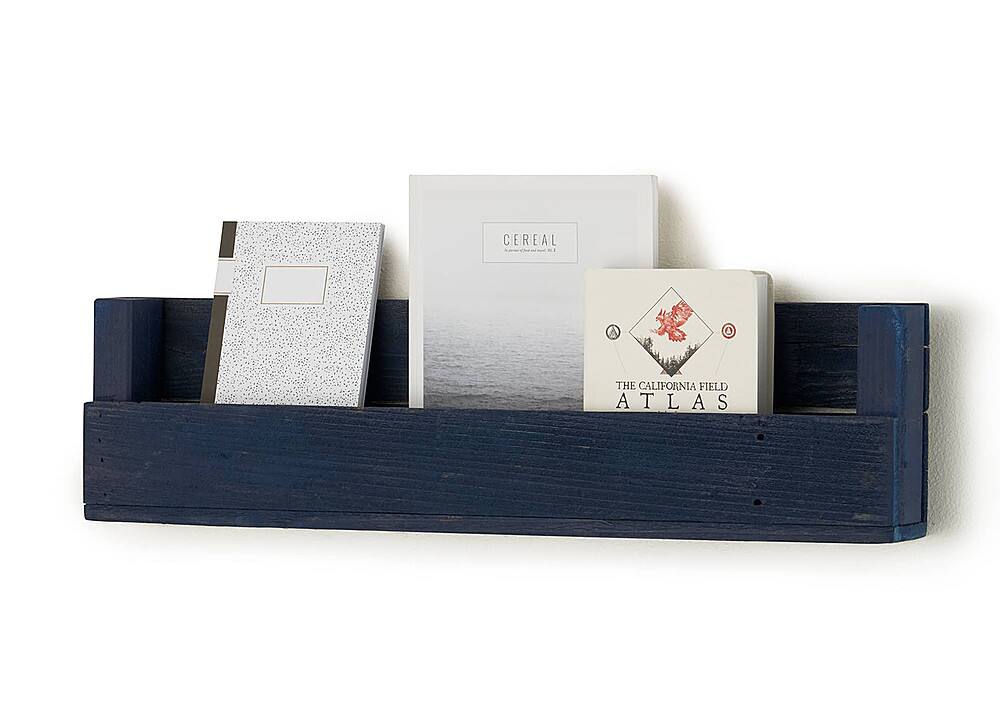 Angle. TRINITY - DRAKESTONE | Floating Book + Display Shelf | 3-Pack | Navy - Navy.
