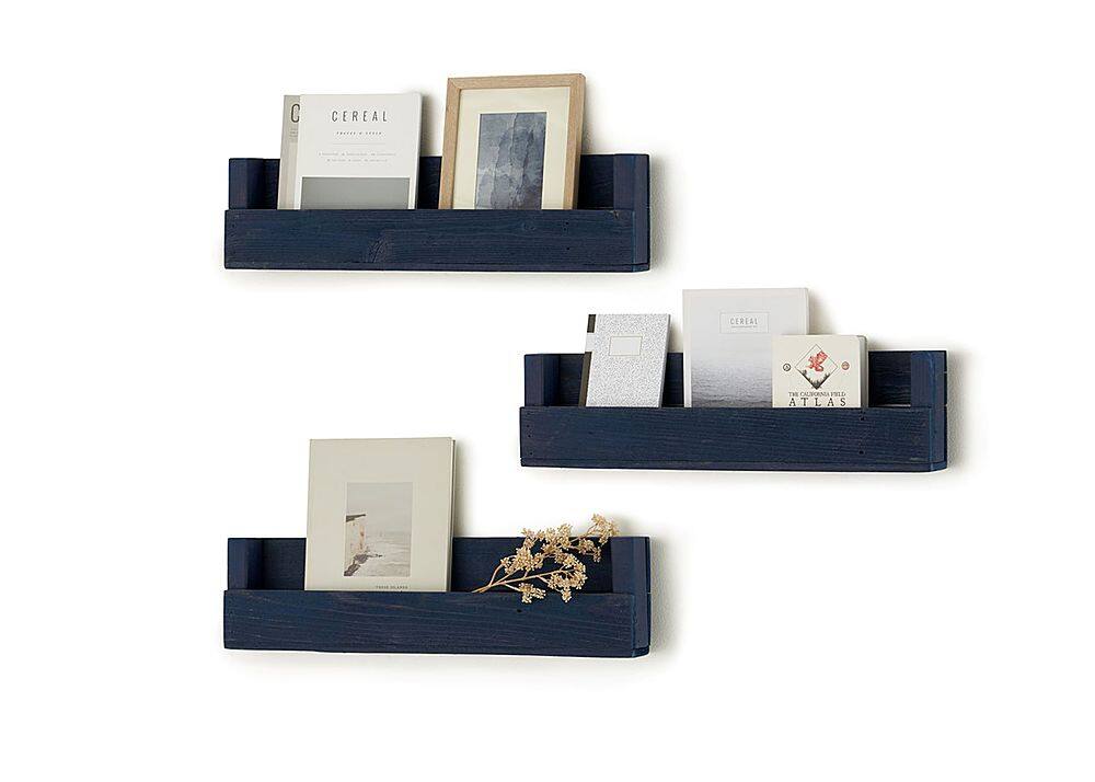 Front. TRINITY - DRAKESTONE | Floating Book + Display Shelf | 3-Pack | Navy - Navy.