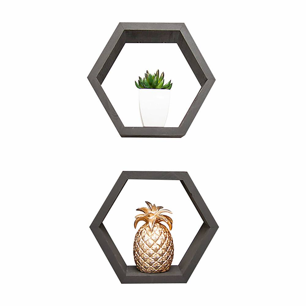 Front. TRINITY - DRAKESTONE | Hexagon Shelves | 2-Pack | Black - Black.
