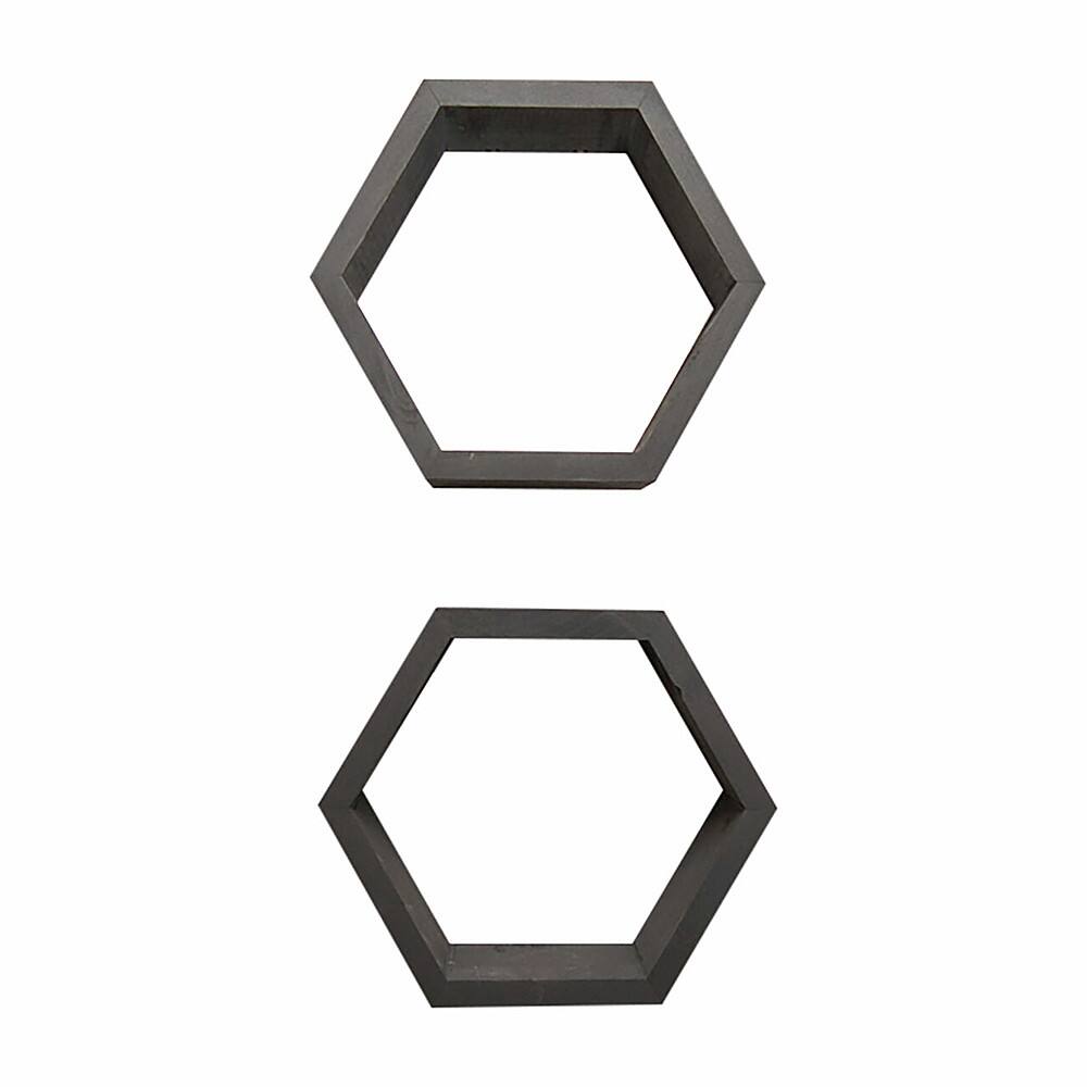 Left. TRINITY - DRAKESTONE | Hexagon Shelves | 2-Pack | Black - Black.