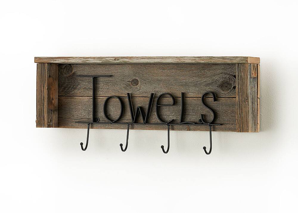 Alt View 13. TRINITY - DRAKESTONE | Towel Rack w/ Hooks and Shelf | Natural - Natural.