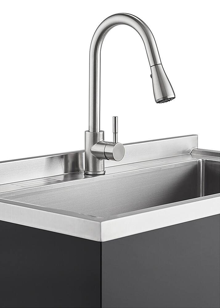 Alt View 18. TRINITY - TRINITY | 30x14x11.5 Basin | Stainless Steel Utility Sink | NSF | w/ Pull-Out Faucet | Black - Black.