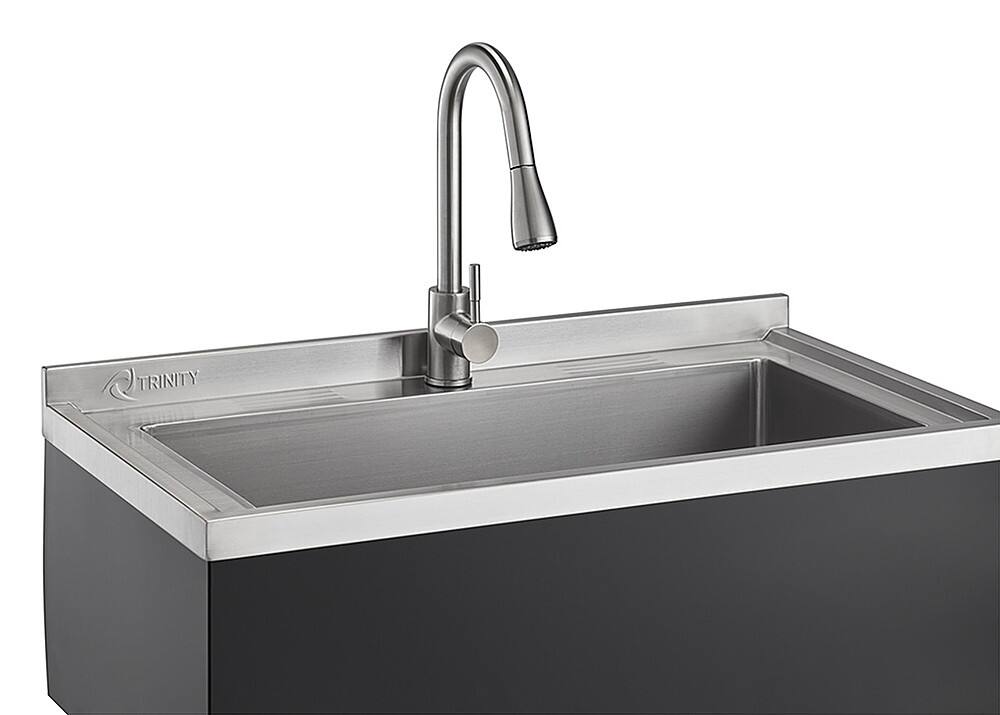 Alt View 20. TRINITY - TRINITY | 30x14x11.5 Basin | Stainless Steel Utility Sink | NSF | w/ Pull-Out Faucet | Black - Black.