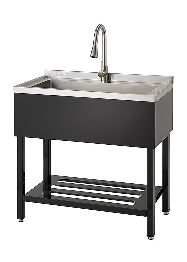 Alt View 21. TRINITY - TRINITY | 30x14x11.5 Basin | Stainless Steel Utility Sink | NSF | w/ Pull-Out Faucet | Black - Black.