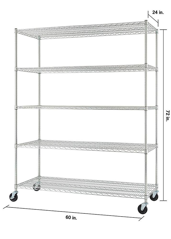 Alt View 16. TRINITY - TRINITY BASICS® EcoStorage® 5-Tier | 60x24x72 | Wire Shelving | NSF | w/ Wheels | Chrome - Chrome.