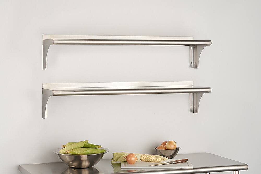 Angle. TRINITY - TRINITY EcoStorage® | 48" Stainless Steel Wall Shelf | NSF | 2-Pack - Stainless Steel.