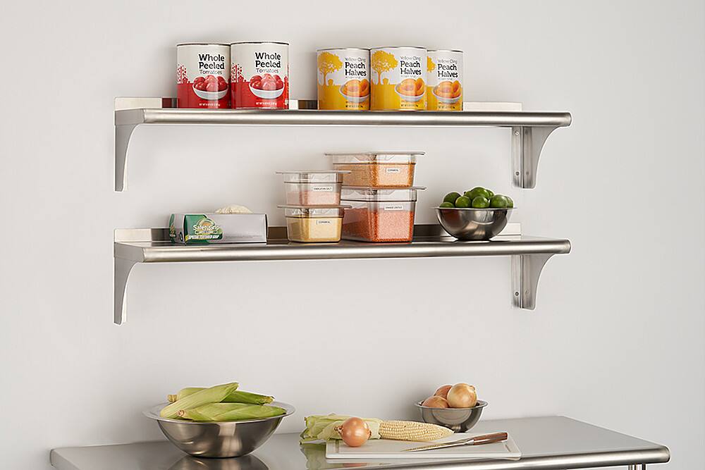 Left. TRINITY - TRINITY EcoStorage® | 48" Stainless Steel Wall Shelf | NSF | 2-Pack - Stainless Steel.