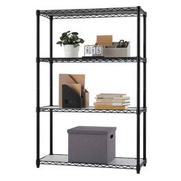 TRINITY - 4-Tier 36x14x54 Commercial Wire Shelving NSF w/ Liners Black - Black
