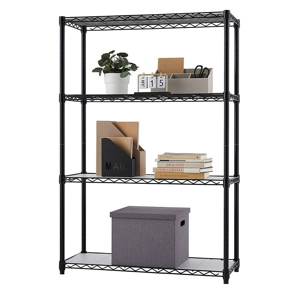 Front. TRINITY - TRINITY 4-Tier | 36x14x54 | Commercial Wire Shelving | NSF | w/ Liners | Black - Black.