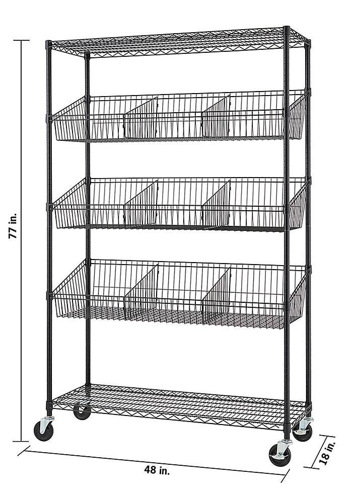 Alt View 19. TRINITY - TRINITY 5-Tier | 48x18x72 | Commercial Wire Shelving | NSF | w/ Baskets & Dividers | Black - Black.