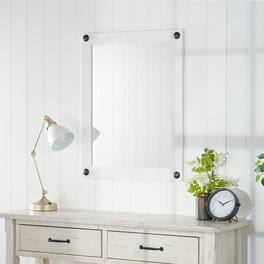 TRINITY - DRAKESTONE 24x31 Farmhouse Vanity Mirror w/ Clavos - White Wash