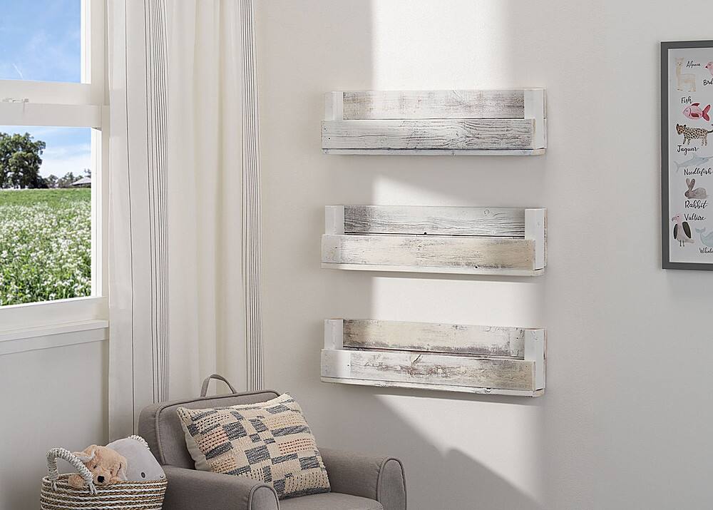 Alt View 11. TRINITY - DRAKESTONE | Floating Book + Display Shelf | 3-Pack | White Wash - White Wash.