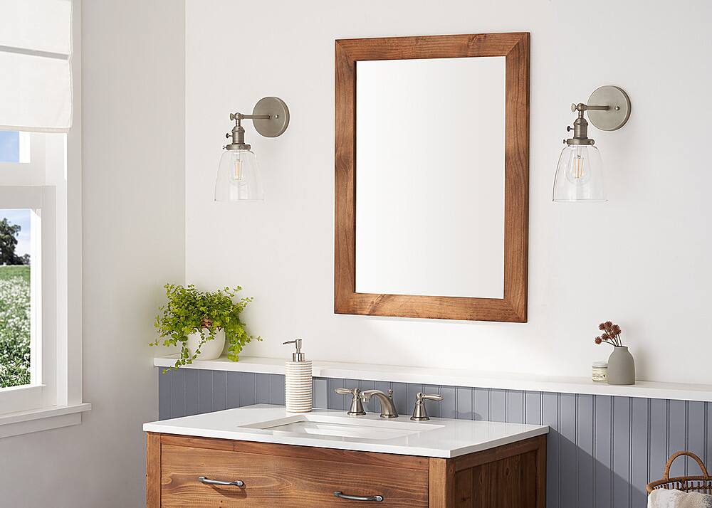 Alt View 11. TRINITY - DRAKESTONE | 24x31 Farmhouse Vanity Mirror | Walnut - Walnut.