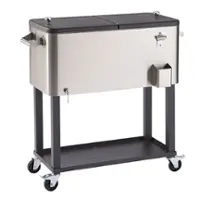 TRINITY - 100 Quart Stainless Steel Cooler | w/ Shelf - Stainless Steel, Black - Front_Zoom